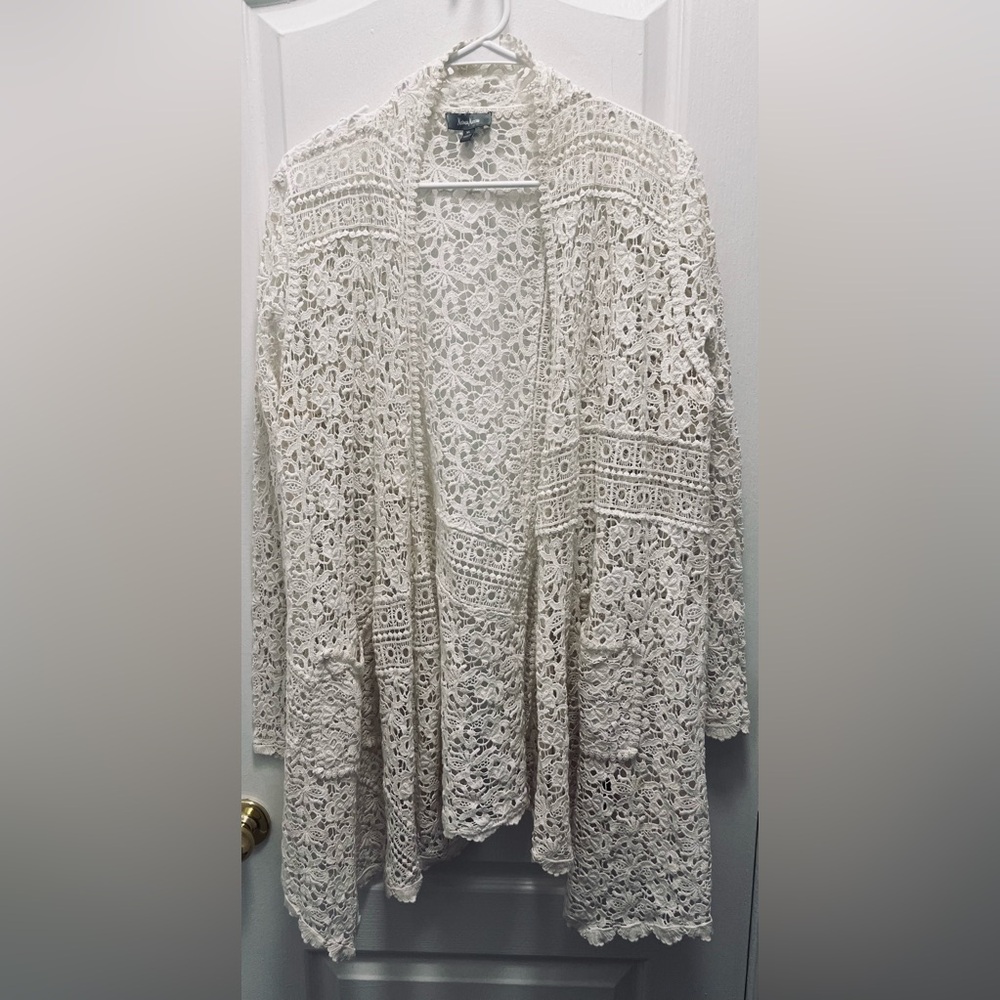 Neiman Marcus Cord Lace Cardigan